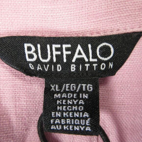 BUFFALO DAVID BITTON Linen Blend Button Front Shirt XL 16 Fidji Pink Blouse NWT - Picture 4 of 9